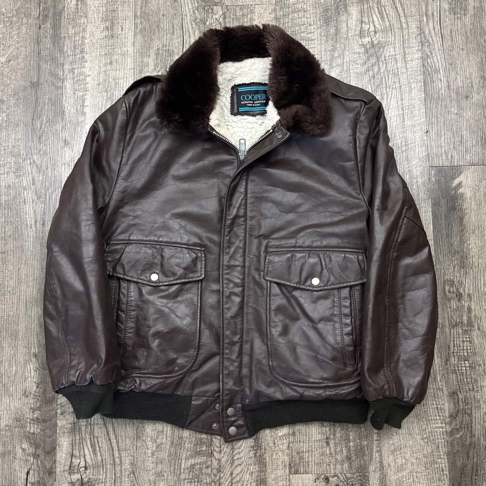 Vintage Cooper Leather Military Flight Bomber Jacket Lined USA